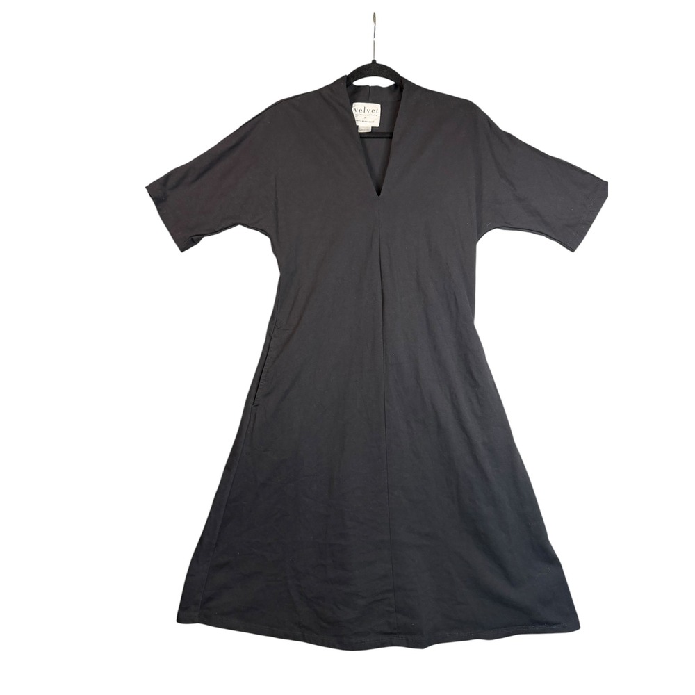 Velvet Graham Spencer Anthropologie Black V-Neck Pocket Midi Dress MP Mens
